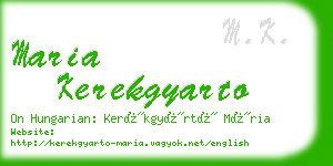 maria kerekgyarto business card